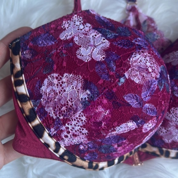 PINK BY VICTORIA SECRET Date push Up Racerback front clasp floral lace 32DD - Picture 4 of 11